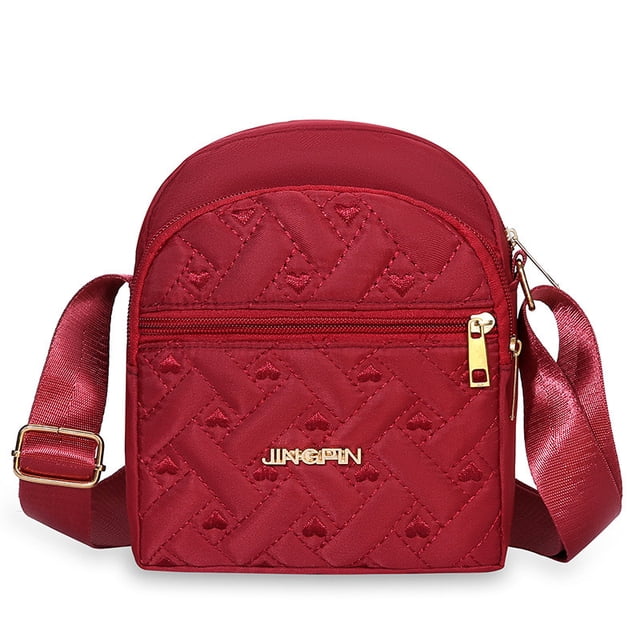 Shoulder Bag, Mini Leather Crossbody Bag with USB Port, Multi Compartment Large Capacity Phone Purse for Women Adjustable Strap Gift, Red
