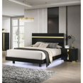 thumbnail image 6 of Miekor Furniture Modern Black 3pc Bedroom Set Eastern King Size Bed w LED 2x Nightstands Mattress Ready Furniture Acrylic Trim 55837, 6 of 12