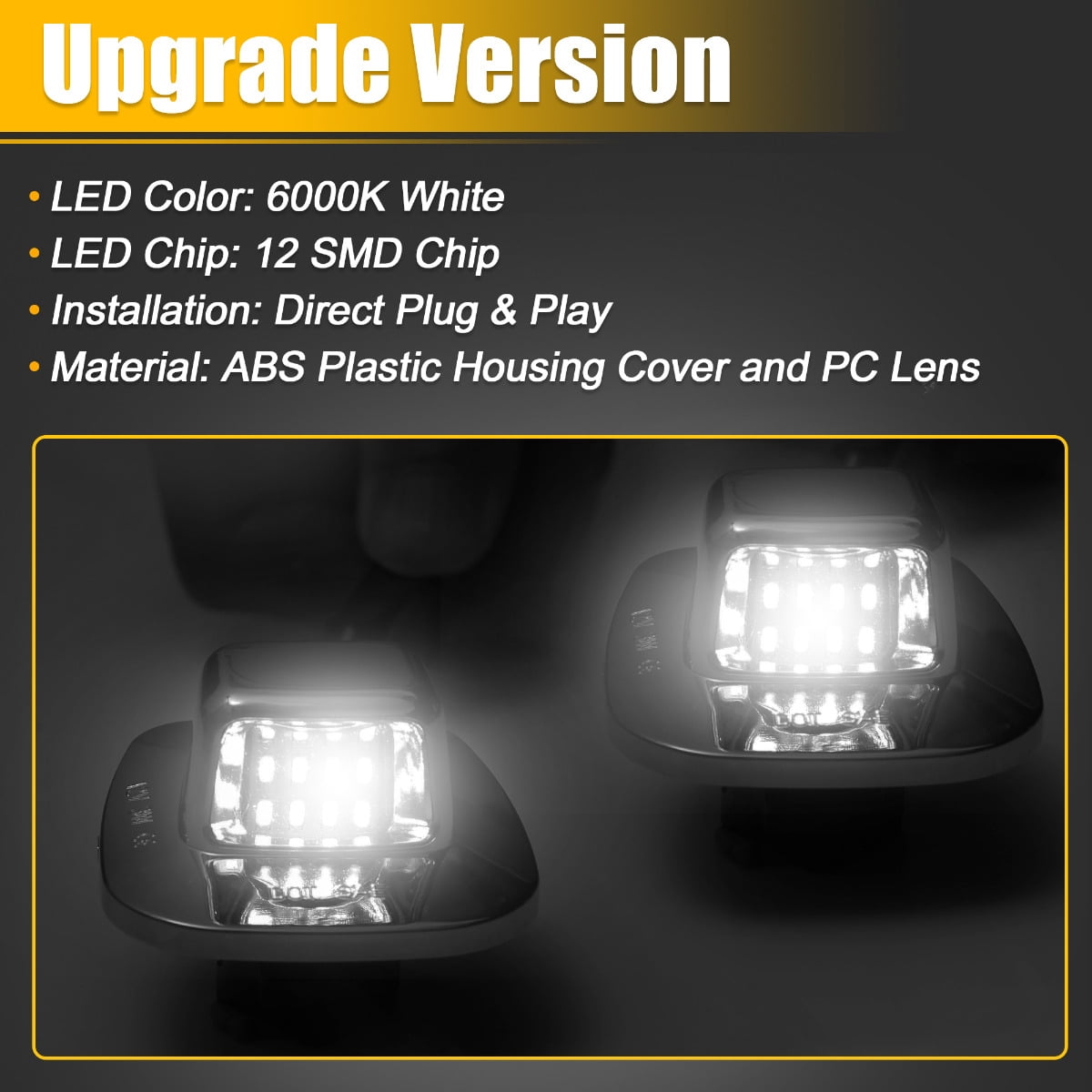 Applicable to LED License Plate Lights for Chevy C1500 C2500 C3500 GMC Sierra 1500 2500 3500