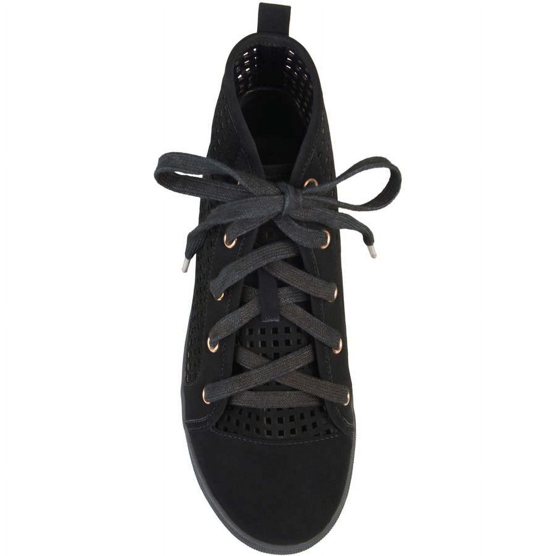 Womens Faux Leather High-top Lace-up Laser-cut Sneakers