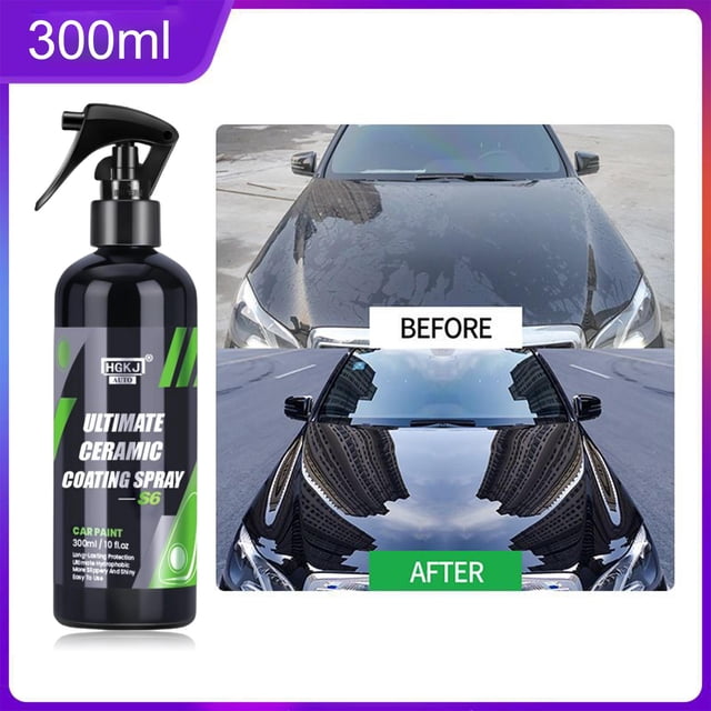 Cars Ceramic Coating Spray Anti Scratch, Protección de pulido de cera, Hidrofóbico Protección de detalles de larga duración Fortify Top Coat Versión Básica 300ml shamjiam Aerosol de revestimiento de cerámica para automóviles