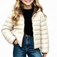 thumbnail image 2 of DJDLJWCJ Girls Quilted Jacket Thicken Warm Full Zipper Puffer Jacket Solid Color Thermal Down Coat White Size 5T, 2 of 8