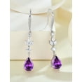 thumbnail image 4 of PYNZY Wedding Teardrop Dangle Earrings with 7x10MM Created Amethyst Birthstones, 925 Sterling Silver Hook Earrings for Women Christmas Jewelry Gifts, 4 of 6