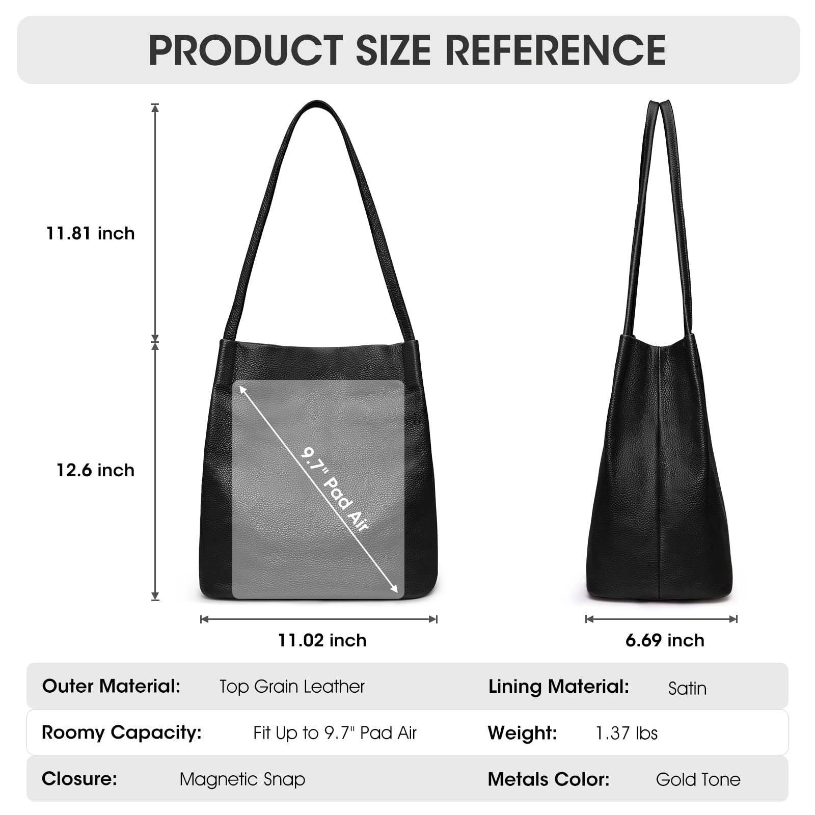 Kattee Women Soft Genuine Leather Totes Shoulder Bag Purses and Handbags with Top Magnetic Snap Closure