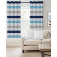 thumbnail image 2 of Blue Grey Striped Blackout Curtains, Light Blocking Print Window Curtains, Farmhouse Stripes Simple Art Thermal Insulated Window Drapes for Living Room Kitchen Cafe 2 Panels, 55"W x 39"L, 2 of 9