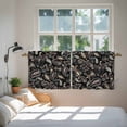 thumbnail image 4 of Boho Black Floral Tier Curtains, Farmhouse Botanical Vintage Paisley Flower Light Filtering Kitchen Curtains, 2Pcs Rod Pocket Half Window Treatments Panels for Sink Cafe Cabinet Camper 27.5x24 Inches, 4 of 9