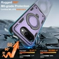thumbnail image 5 of Pour Google Pixel 9A Case, Compatible avec MagSafe, 2 Pack Glass Screen Protector, Built-in KickStand Grip Ring, Heavy Duty Military Grade Shockproof Rugged Phone Étui pour Pixel 9A 6.3 Pouces(Purple), 5 of 5