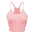 thumbnail image 6 of Wang6 Womens Spaghetti Strap Cropped Camisole Ribbed Racerback Cami Tank Tops Wireless Seamless Workout Gym Yoga Longline Bras Pink S, 6 of 6