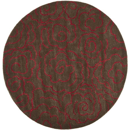 Safavieh Soho Trinity Wool Round Area Rug, Chocolate/Red