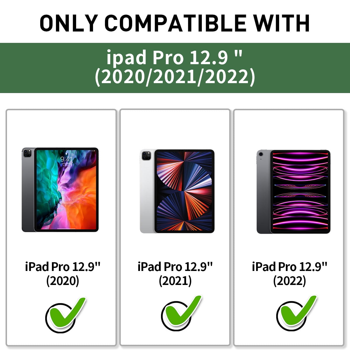 For iPad Pro 12.9 Inch 6th Generation(2022) Case Rugged Kickstand Pencil Storage Heavy Duty Protective Cover (Black)