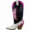 thumbnail image 2 of ARiderGirl Eagle Wing Women's Embroidery Mid-Calf Booties Stacked Leather Heel Pull-On Western Cowboy Style Boots, 2 of 5