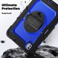 thumbnail image 3 of Case for iPad Pro 11 Inch (M4 2024/M5 2025) with Screen Protector, 360 Degree Rotating Kickstand Hand Strap Heavy Duty Shockproof Cover with Shoulder Strap, Dark Blue PC, 3 of 7