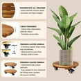 thumbnail image 5 of 2 Pack 16 inch Plant Caddy Plant Stand with Wheels Rolling, Heavy Duty Wooden Round Plant Dolly Rollers with Metal Lockable Casters Indoor Outdoor Pot Plant Roller Base Caddies,Patio,Flower Pot, 5 of 7