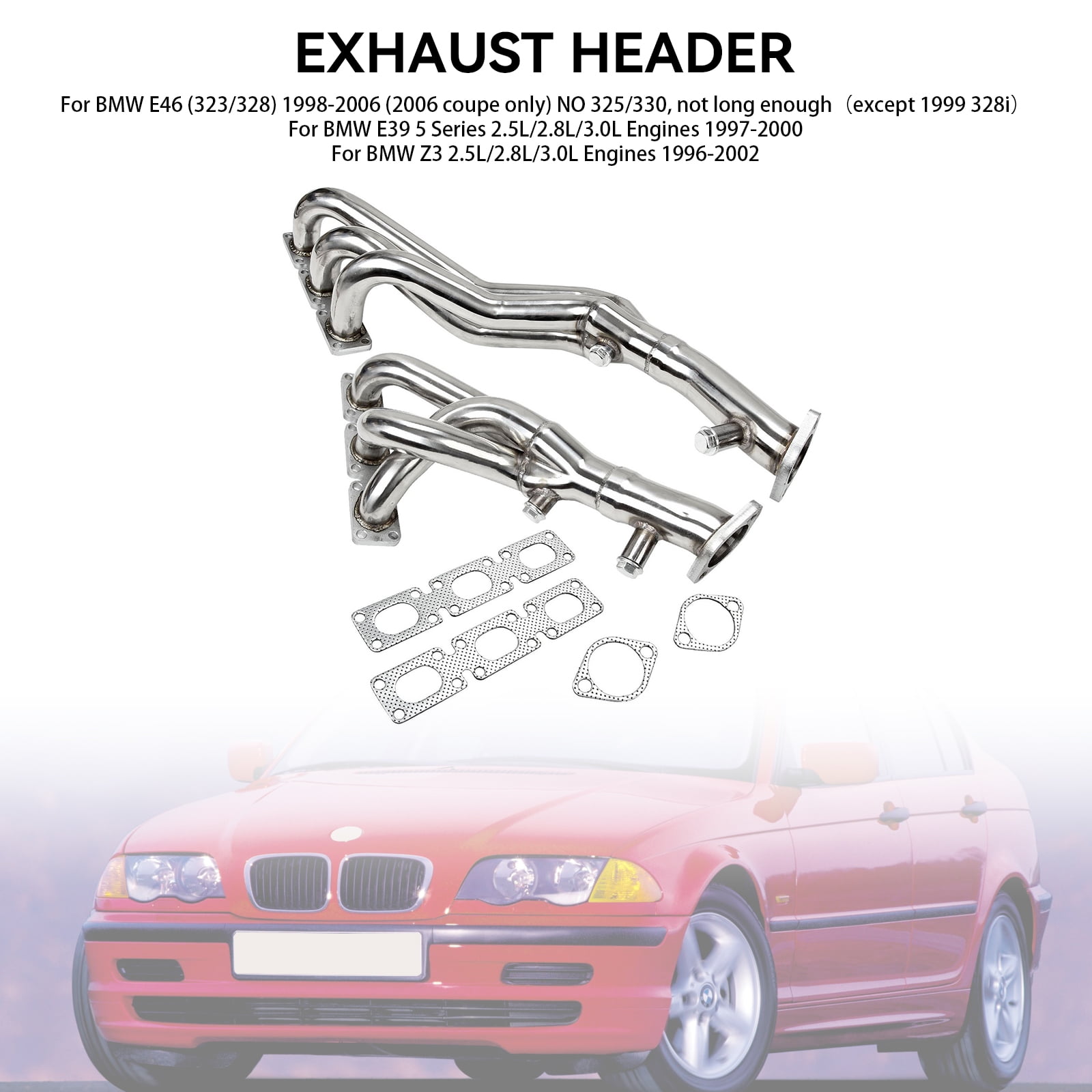 Collecteur D’échappement Performance En Inox Pour BMW E46 323i/328i, Z3, E39 – Design 6-2-1, Sortie 2″, Pour Moteurs M54 2.5L/2.8L/3.0L - 4
