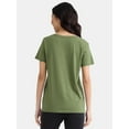 thumbnail image 4 of Time and Tru Women's Cotton V-Neck Tee with Short Sleeves, 2-Pack, Sizes XS-XXXL, 4 of 4