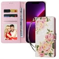 thumbnail image 2 of for iPhone 8/7/6/SE Leather Phone Case Wallet Gilding Bronzing Rose Flower Butterfly Folio Flip Cover Kickstand, RFID Blocking Card Holder Cash Slot, Magnetic Clasp, Wrist Strap, 2 of 8