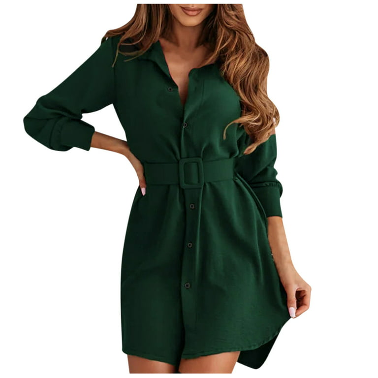uhnmki Womens Button Up Shirt Spring Autumn Print Casual Comfort Flowy  Style Button Down Lapel Long Tops for Women Plus Green at  Women's  Clothing store