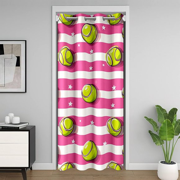 Erosebridal Girls Tennis Door Curtain For Door Window 34x80,Stars Stripes Door Drape,Sports Gaming Theme Decor