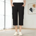 thumbnail image 2 of ZHOGXU Classic Summer Solid Color Straight Leg Kids Capri Cargo Pants For Girls With Pocket Comfortable Everyday Wear, 2 of 7