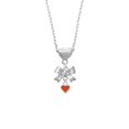 thumbnail image 2 of Delight Jewelry Silvertone Mini Two Sided Orange Heart Silver tone Bow Heart Necklace, 2 of 4