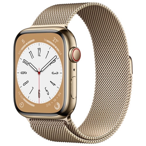 Restored Apple Watch Series 8 (GPS + Cellular 45mm)Smartwatch with Stainless Steel Case with Milanese Loop Like New