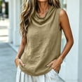 thumbnail image 3 of cocolona Summer Linen Tank Tops for Women Cowl Neck Sleeveless Shirts Trendy Casual Tunic Solid Color Blouses, 3 of 6