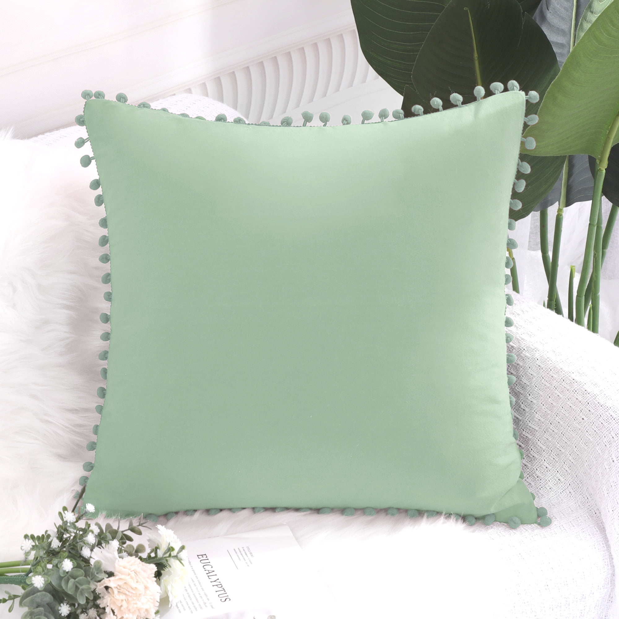 Solid Pillow Sofa Waist Throw Cushion Cover Home Decor Cushion Cover Case 18'' 