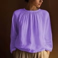 thumbnail image 2 of Women's Summer Short Sleeve Pullover Tops Shirts Blouses Round Neck Loose Fit Wrinkled Texture Solid Color Soft Casual Daily Wear Work Office Vacation Outfits Fashion Essential Gift for Women, 2 of 9