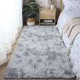 thumbnail image 5 of Alfombra mullida de 3 x 5, suave y peluda para dormitorio de niñas, sala de estar con parte inferior antideslizante, gris claro, 5 of 5