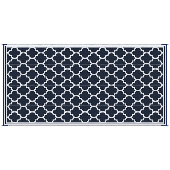 Patio Furniture Sets Outsunny Reversible Outdoor Rug Carpet, 9' x 18' Waterproof Plastic Straw Rug, Portable RV Camping Rugs with Carry Bag, Large Floor Mat for Backyard, Deck, Picnic, Beach, Blue &