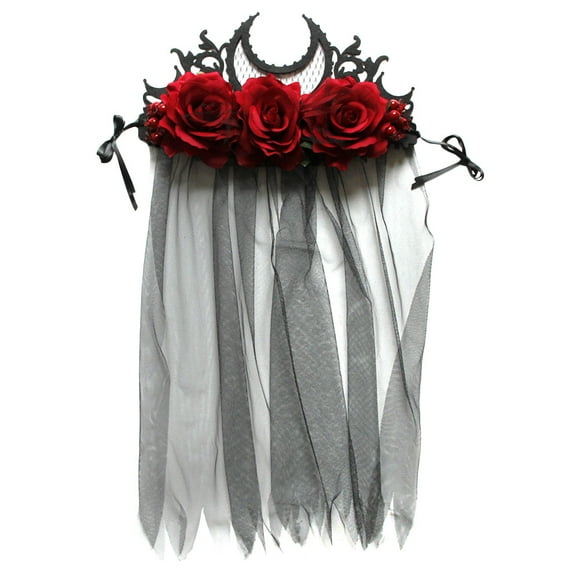 Crown Crown Veil Diadema de estilo gótico Velo Crown Halloween Flower Diadema