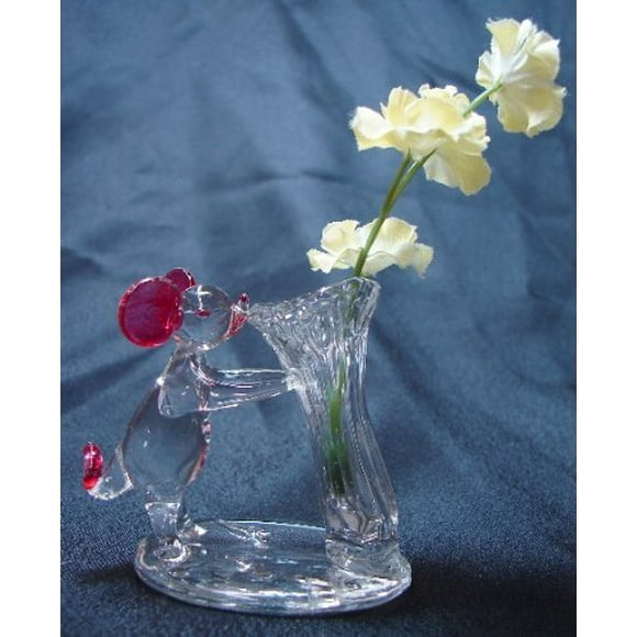 Estatua de rata importada del Feng Shui con bonitas flores de cristal, 10 cm