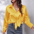 thumbnail image 2 of Towmus Womens Soft Satin Silk Button Down Collared Shirts for Women Silky Long Sleeve Business Shirt Dress Blouses Tops, 2 of 6
