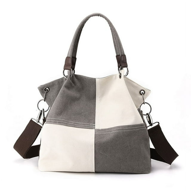 Bolso de lona informal para mujer, bolso cruzado portátil de moda, bolso de hombro con costuras de moda en contraste de color, bolso para mujer