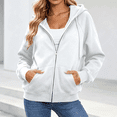 thumbnail image 2 of Womens Solid Color Zip Up Hoodies Long Sleeve Casual Hooded Sweatshirt with Pockets Fall Winter Warm Jackets Clothes, 2 of 7