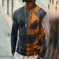 thumbnail image 3 of Satingcolo Halloween Patchwork Sweatshirts for Men Spooky Season Colorblock Crew Neck Pumpkin Face Graphic Print Sweatshirt Blue XL, 3 of 6