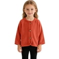 thumbnail image 2 of YunPes Toodler Girls Button-Down Jacket Plain Crewneck Cardigan Outerwear Casual Versatile Kids Spring Fall Outdoor Clothes, 2 of 6