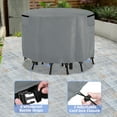 thumbnail image 5 of Zenicham Round Patio Furniture Covers,210T Gray Checkered Polyester Waterproof Patio Furniture Covers, Tear-Resistant Round Patio Table and Chairs Cover, Outdoor Furniture Cover 84" DIa X 28"H, 5 of 7