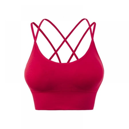 

Cross Back Sport Bras Padded Strappy Criss Cross Cropped Bras for Yoga Workout Fitness Low Impact