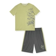 Sleep On It Boys 2-Piece Short-Sleeve Jersey Pajama Shorts Set - Dino , 12-14
