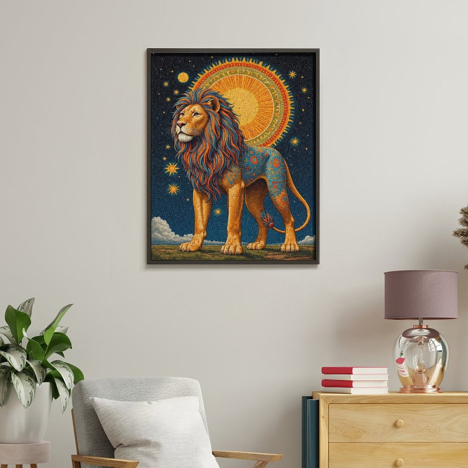 Paint By Numbers Kit for Adults Beginner - DIY Lion Starry Night Regal Art Canvas Painting Kits for Adults, Frameless Paint By Number for Adults for Home Wall Decor 16x20 Inch