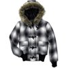 Juniors Plaid Hooded Bomber Jacket