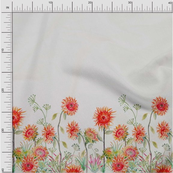 oneOone Cotton Flex Fabric Leaves & Flower Panel Decor Fabric Printed BTY 40 Inch Wide