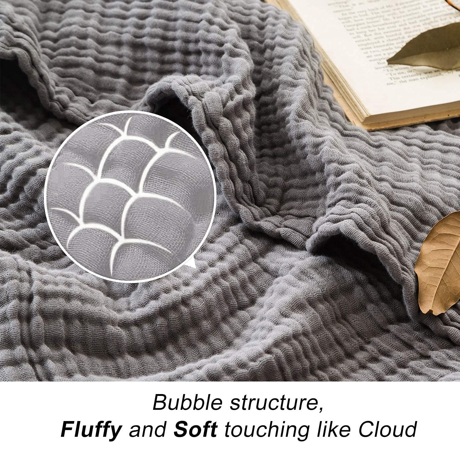 Muslin Grey Blanket Cotton Bed Blankets For Adults And 60"x80" Lightweight Soft Breathable All Season Solid Pre-washed Gauze