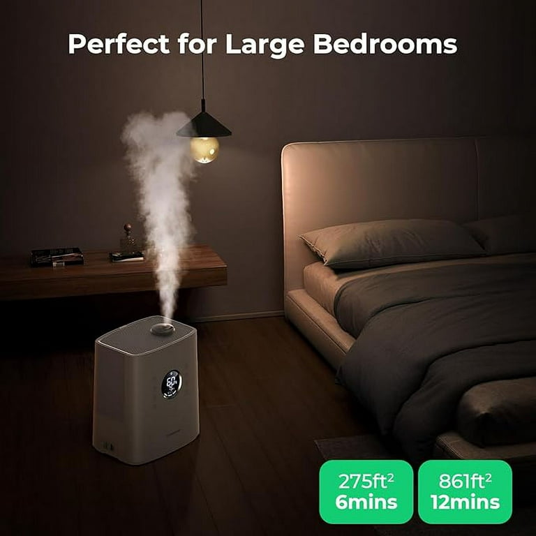 Homvana Humidifiers for Bedroom Large Room, 6.5L Top-Fill Warm & Cool 360°  Rotatable Mist Ultrasonic Humidifier for Plants Baby Kids, Vaporizer