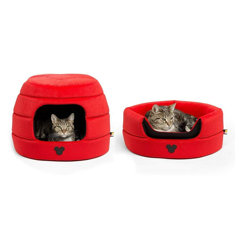 Disney 2in1 Mickey Mouse Hut Pet Cat Bed, Standard Red