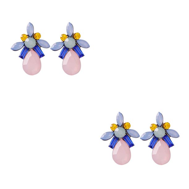 sweethay 1 par de bonitos pendientes de cristal de Color caramelo para mujer, pendientes de boda para fiesta de noche, pendientes sencillos para rosa+azul 2Conjunto