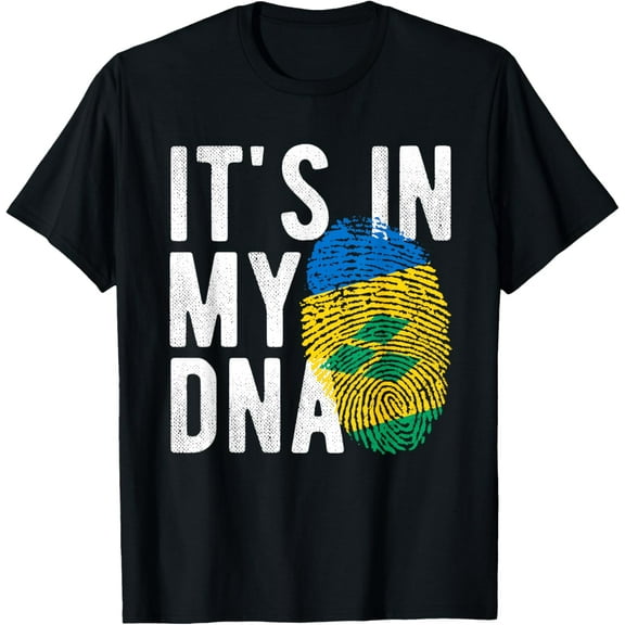it's in my DNA St. Vincent and the Grenadines flag T-ShirtMen and women, White Black T-shirt, size: Extra large S-1200XL