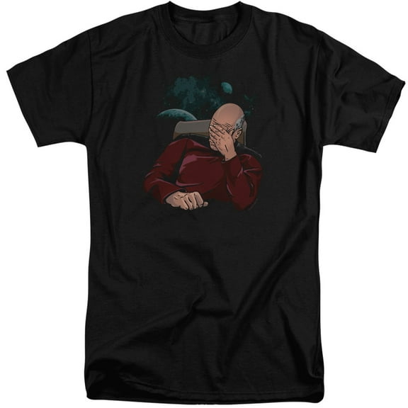 Trevco CBS1887-ATT-4 Star Trek & Facepalm Short Sleeve Cotton Adult Tall Fit T-Shirt, Black - Extra Large