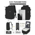 thumbnail image 7 of DAKIMOE Large Travel Backpack for Adults Carry on Laptop Backpack Flight Approved Waterproof College Bag with USB Charging Port & Shoe Pouch Casual Daypack for Women Men for Weekender Business, Black, 7 of 7